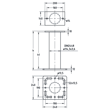 MPT-Montagesockel für Flachdachmontage MPT 240x240 + 200x140, D 114,3